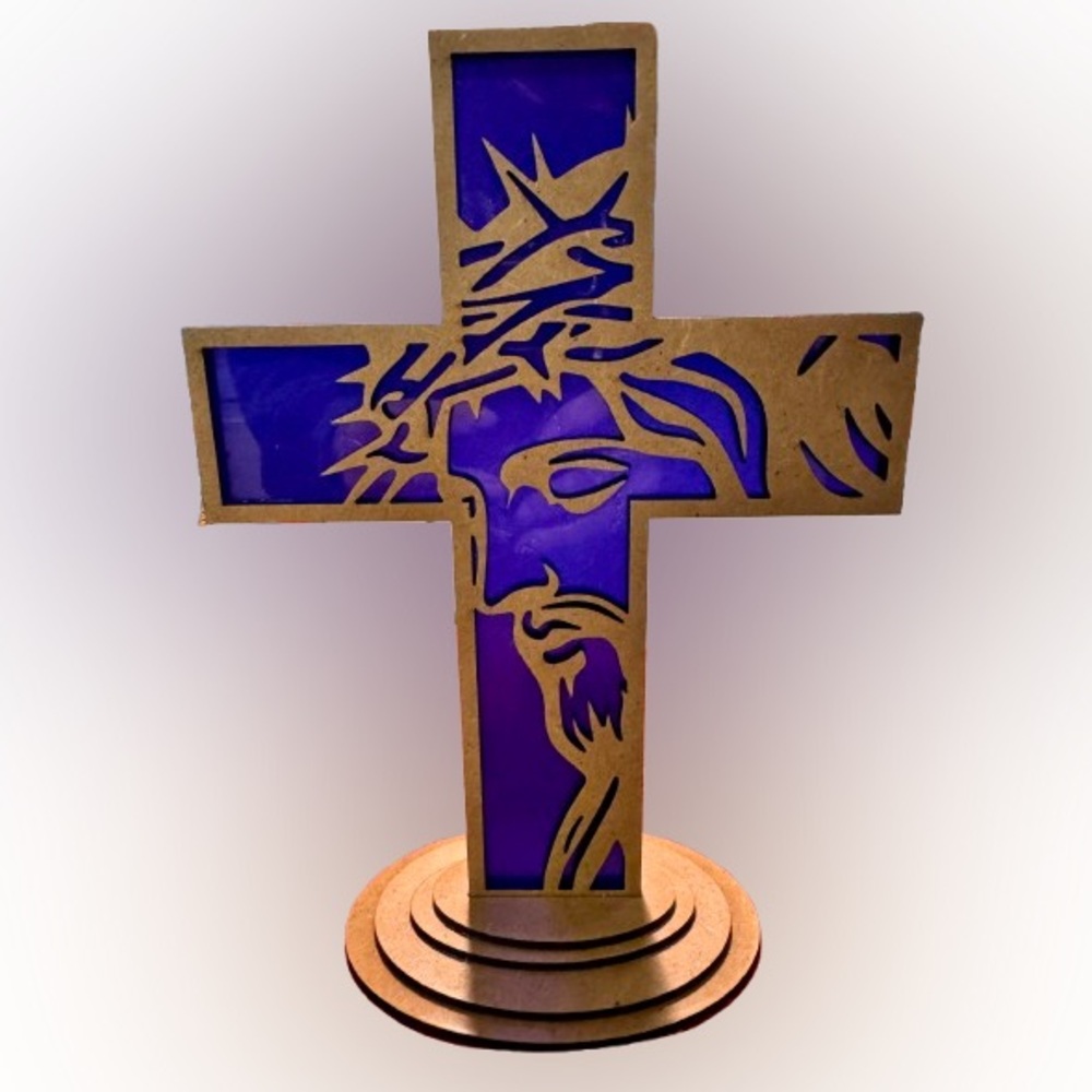 Hand crafted by me wood cross with Jesus Face approximately 10” made to order - Picture 6 of 7